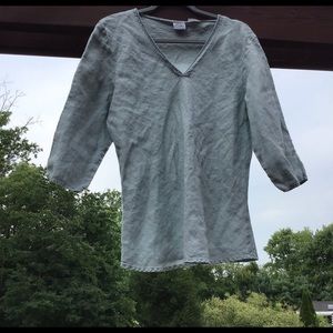 CP Shades 100% Irish Linen Pullover Top-Sky blue